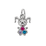 Son and Daughter Pendant in White Gold Plated