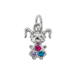 Son and Daughter Pendant in White Gold Plated