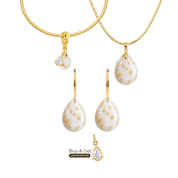Mini Gota com Folhas Douradas e Gota de Zircónia