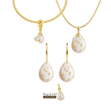 Mini Gota com Folhas Douradas e Gota de Zircónia