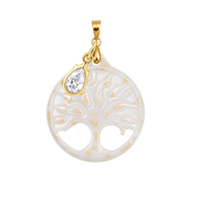 Tree of Life Gold Leaf with Zirconia Drop
