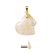 Cœur avec Feuilles d’Or et Goutte de Zircone