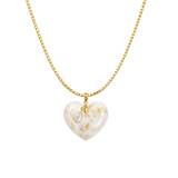 Chubby Heart with Gold Leaf, Chain and Zirconia Drop