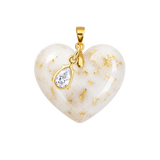 Chubby Heart Gold Leaf with Zirconia Drop