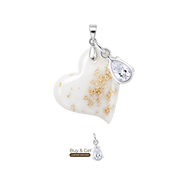 Cœur Torsadé  avec Feuilles d’Or et Goutte de Zircone