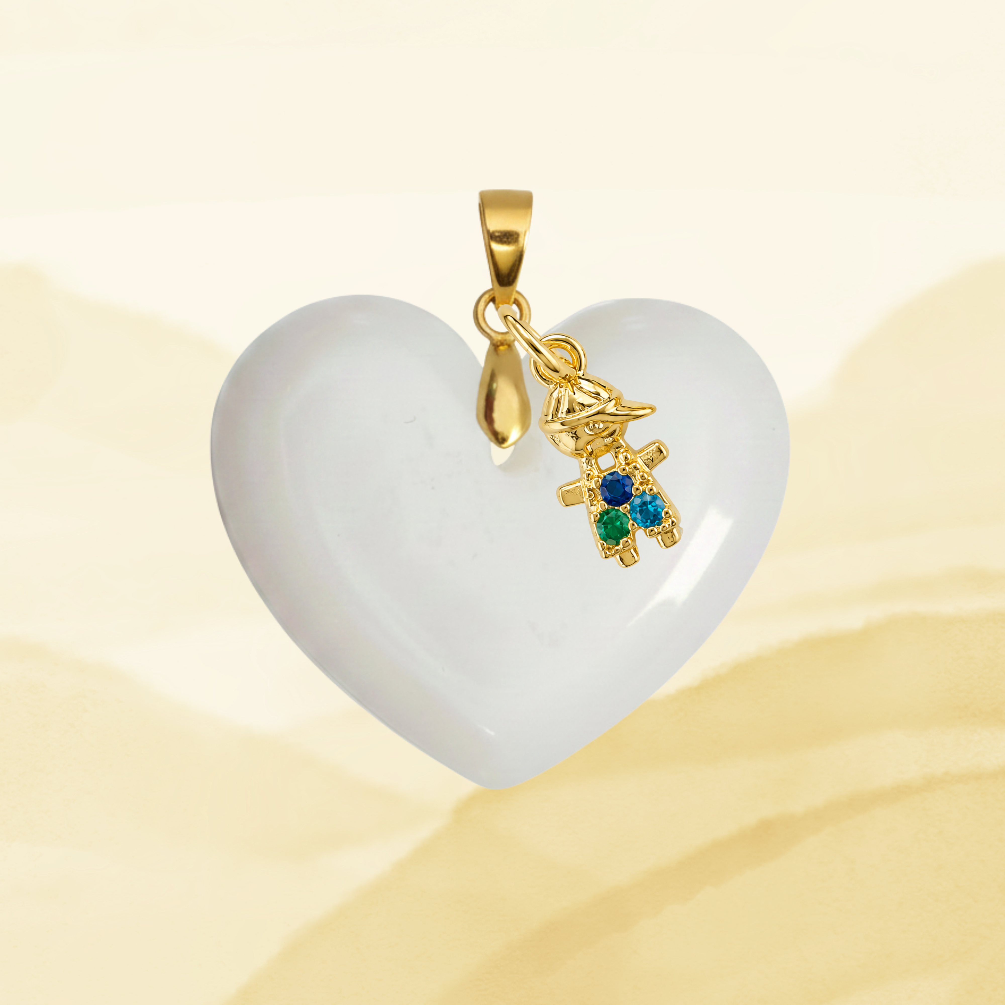 Pendentif Supplémentaire avec Feuille d’Or et Goutte Zircone
