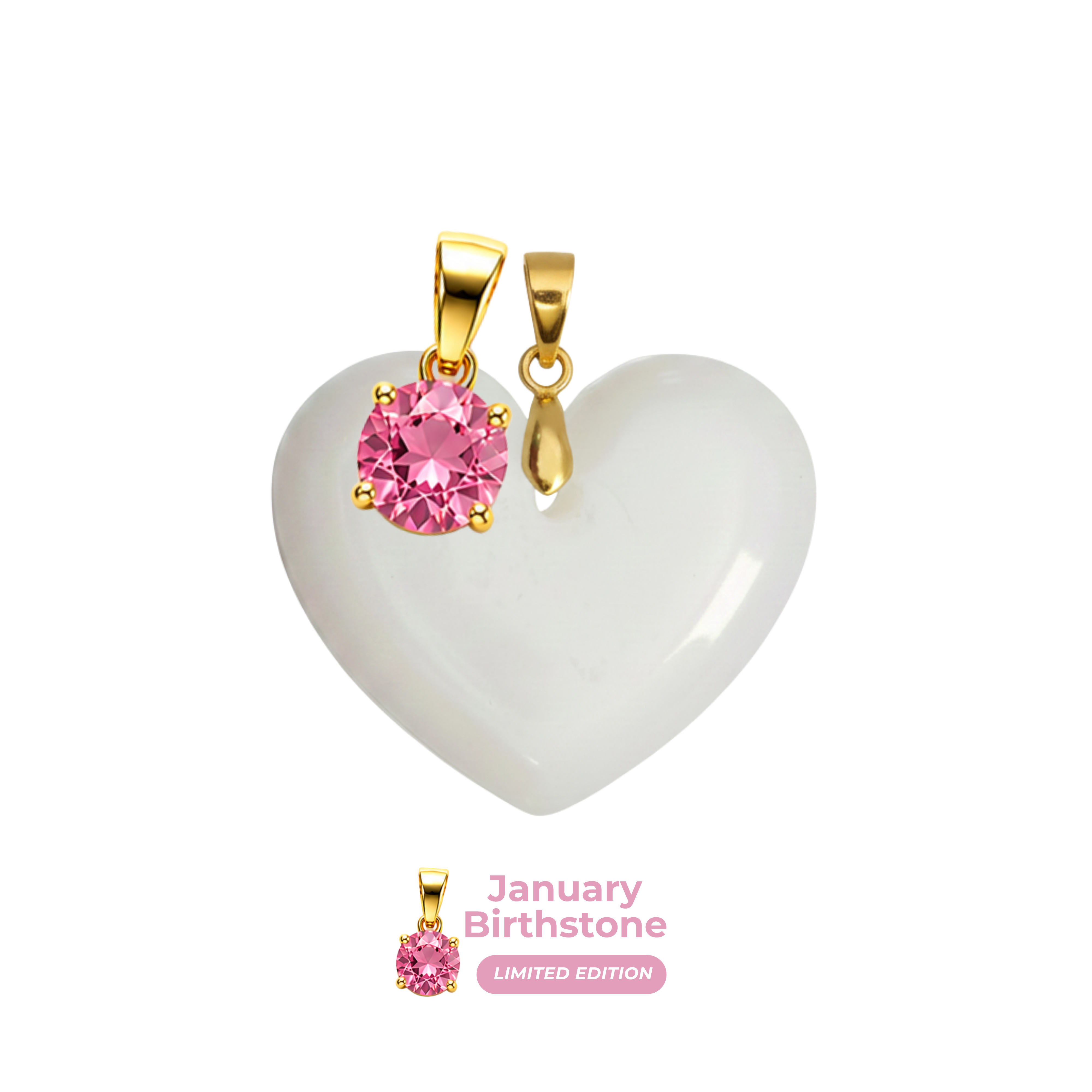 Chubby Heart with Birthstone Pendant