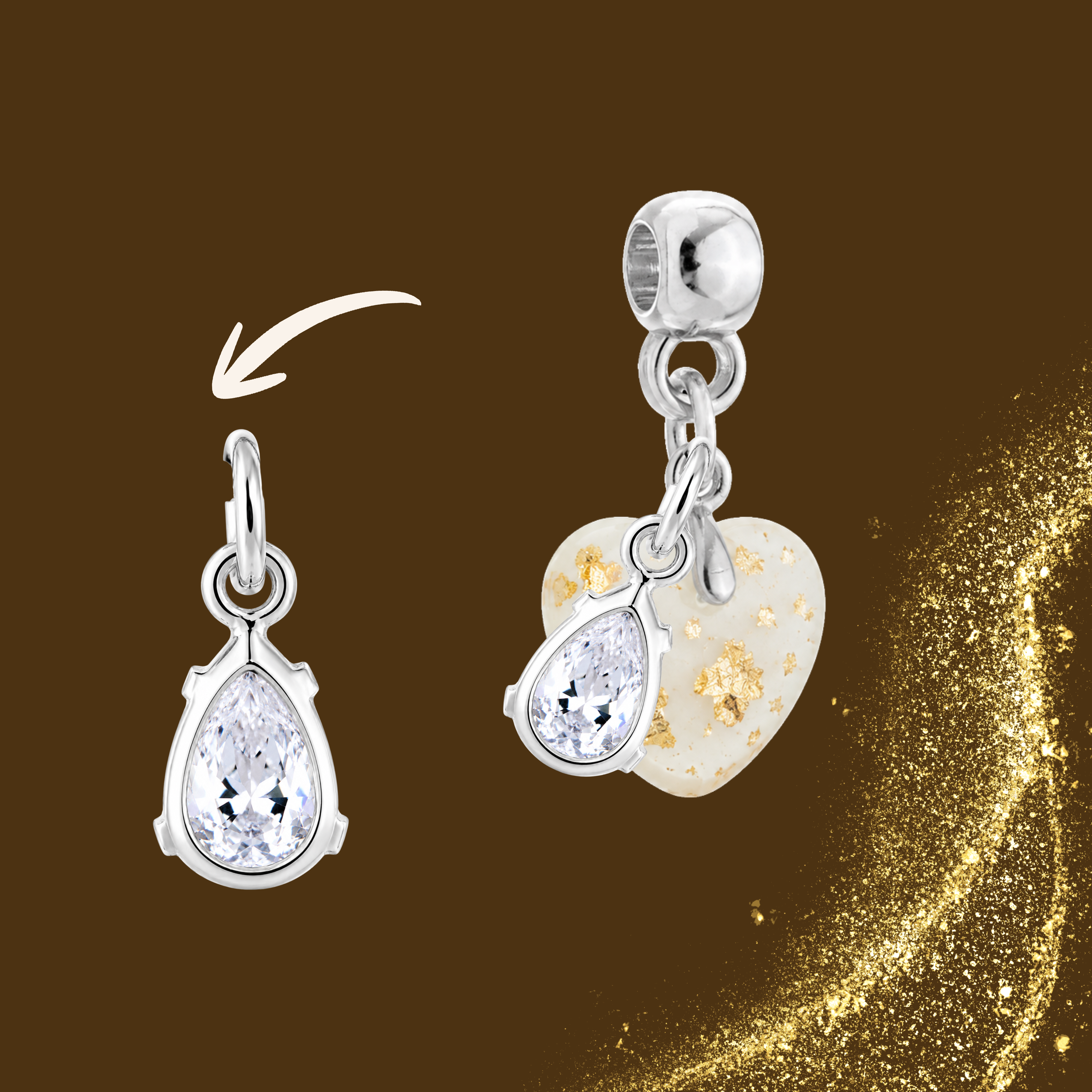 Charm Adicional Hojas Doradas con Gota de Circonita