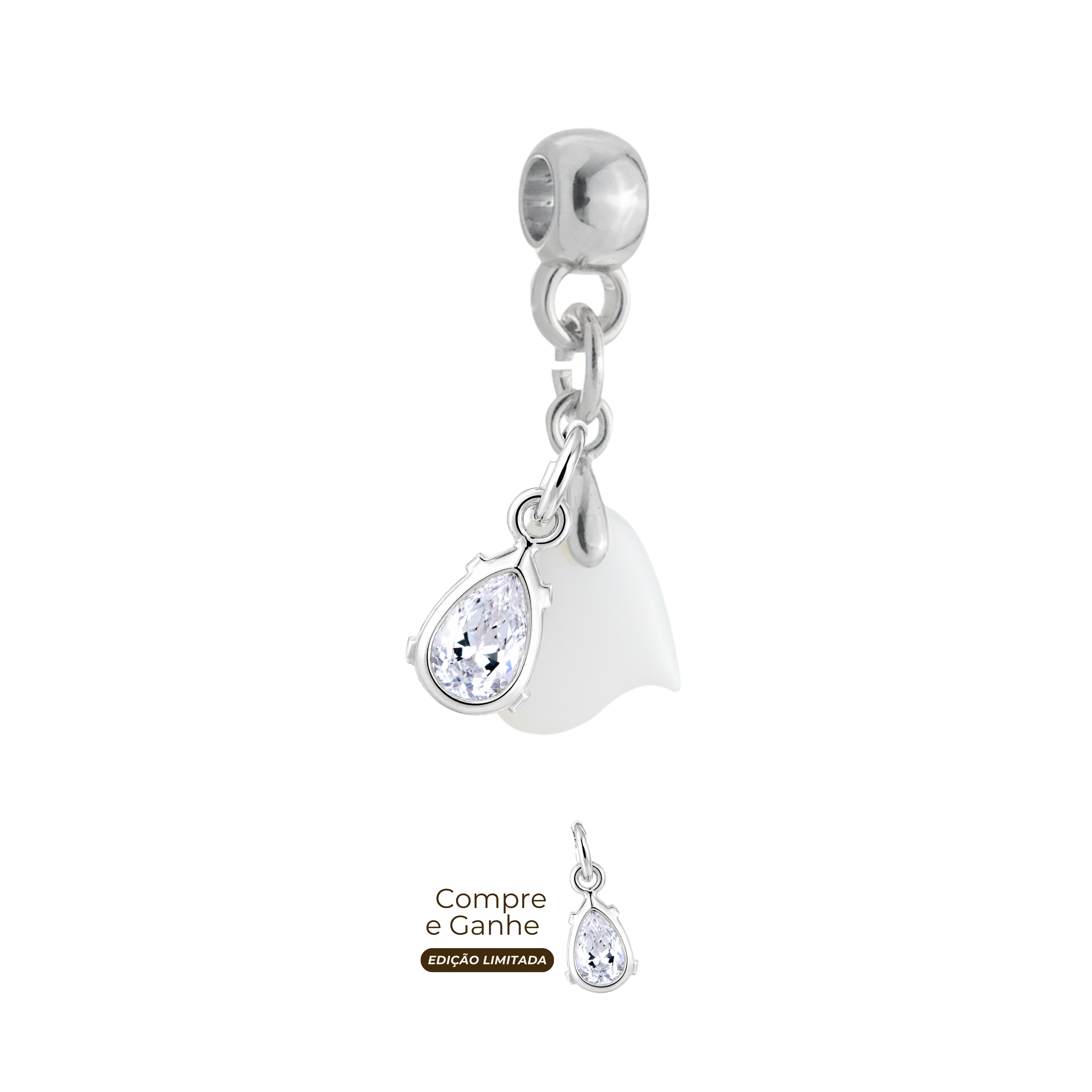 Mini Coração Torcido com Gota Zircônia