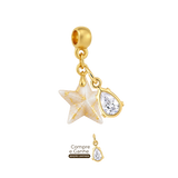 Mini Estrela com Folhas Douradas e Gota Zircônia