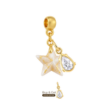  Mini Étoile avec Feuilles d’Or et Goutte de Zircone
