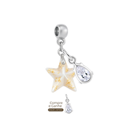 Mini Estrela com Folhas Douradas e Gota Zircônia