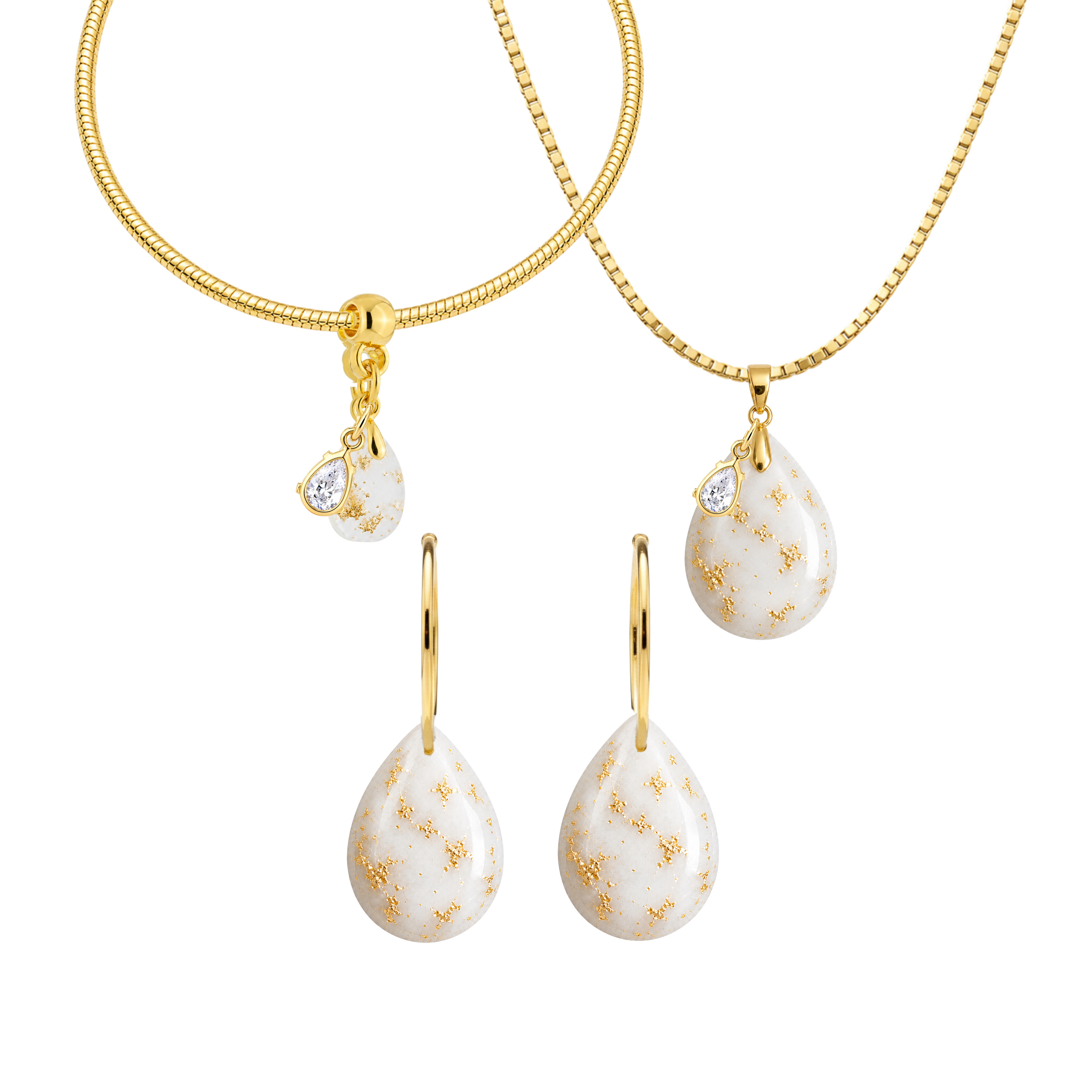 Chubby Mini Drop Gold Leaf with Zirconia Drop
