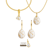 Mini Gota com Folhas Douradas e Gota Zircônia