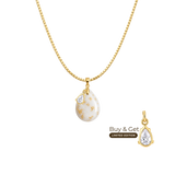 Mini Goutte Rondouillard avec Feuille d’Or ,Châine et Goutte de Zircone VIP