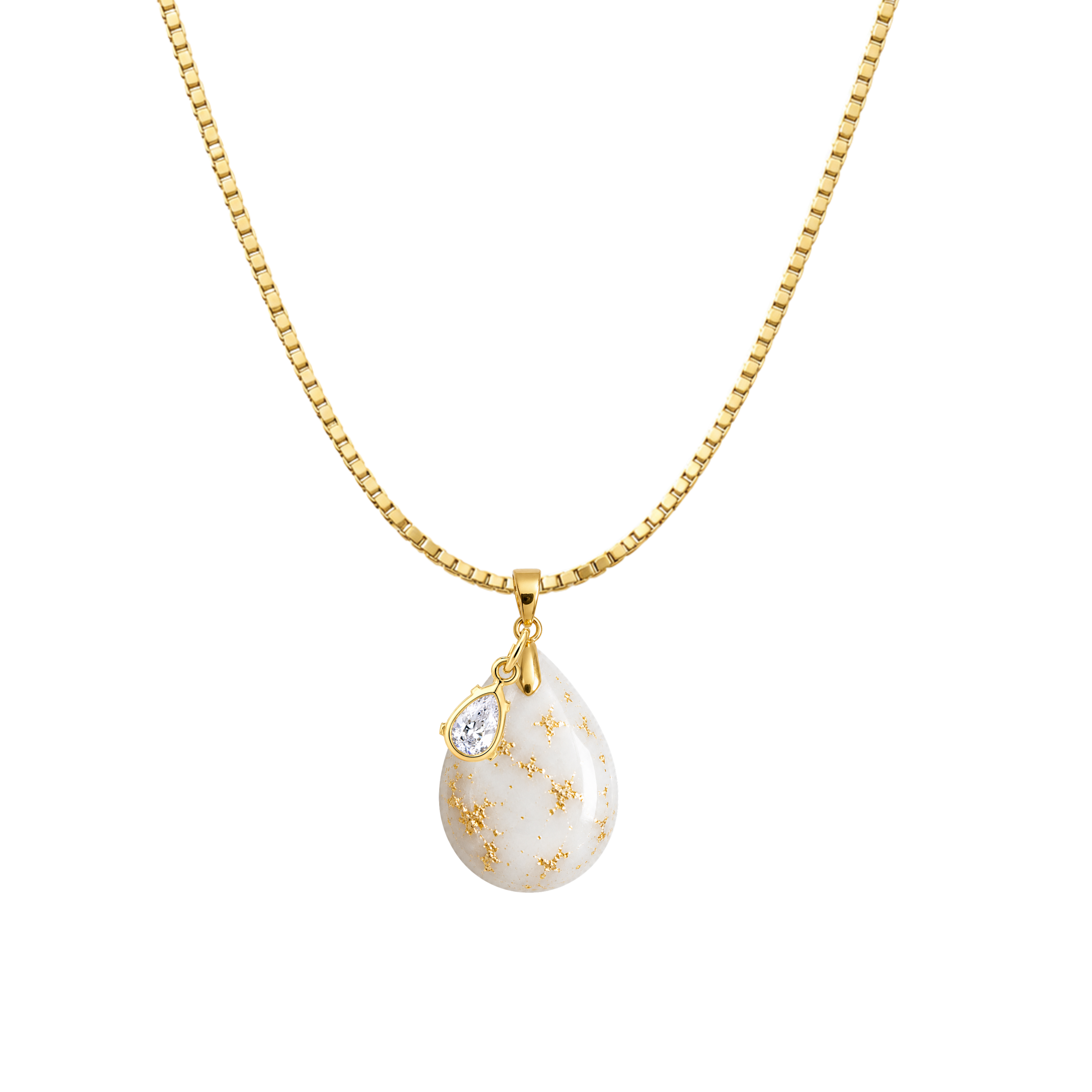 Chubby Mini Drop with Gold Leaf, Chain and Zirconia Drop