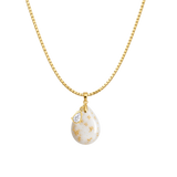 Chubby Mini Drop with Gold Leaf, Chain and Zirconia Drop