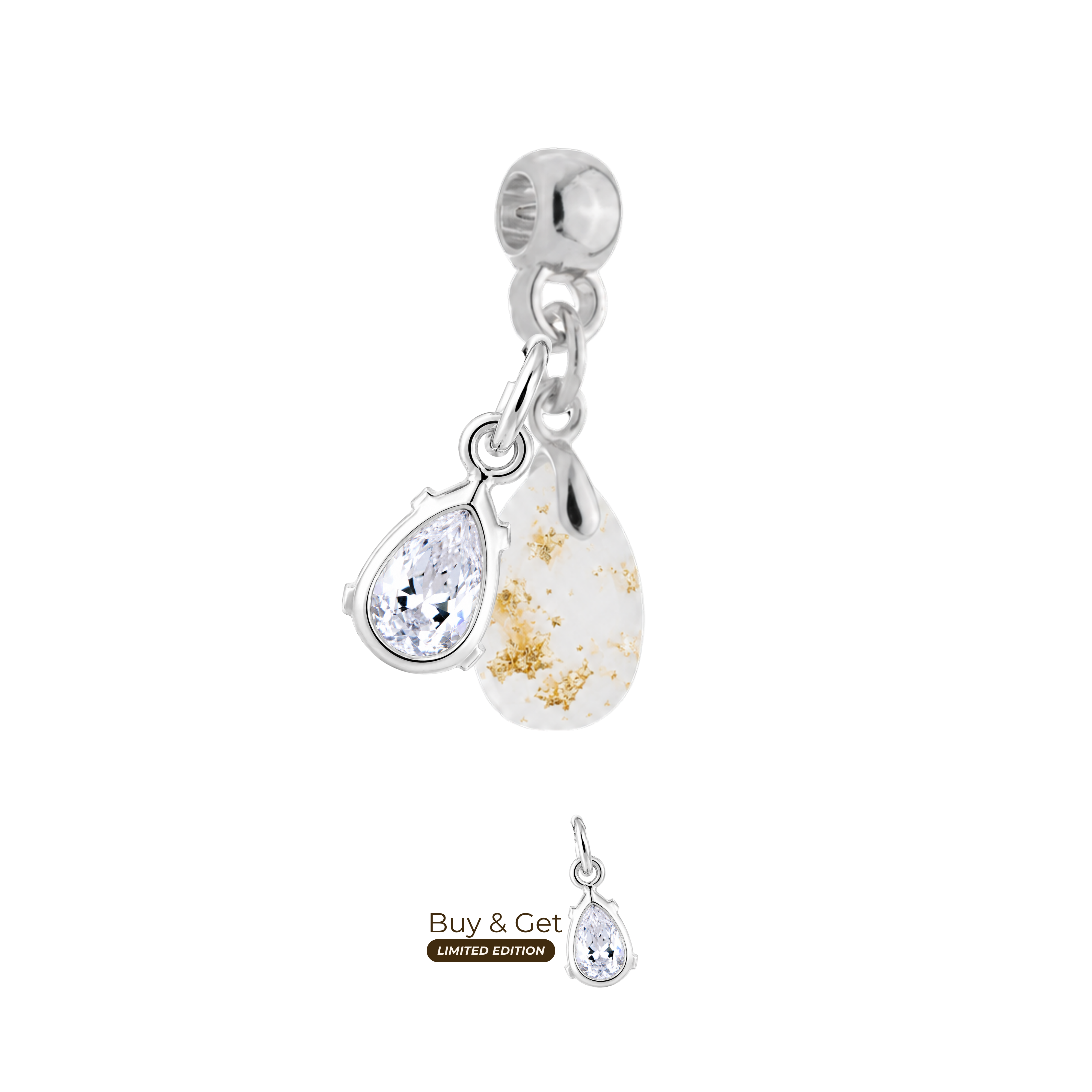 Mini Goutte avec Feuilles d’Or et Goutte de Zircone