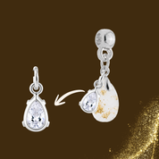 Berloque Adicional com Folhas Douradas e Gota Zircônia