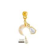Mini Lua com Folhas Douradas e Gota Zircônia