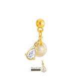 Mini Cercle Texturé avec Feuilles d’Or et Goutte de Zircone
