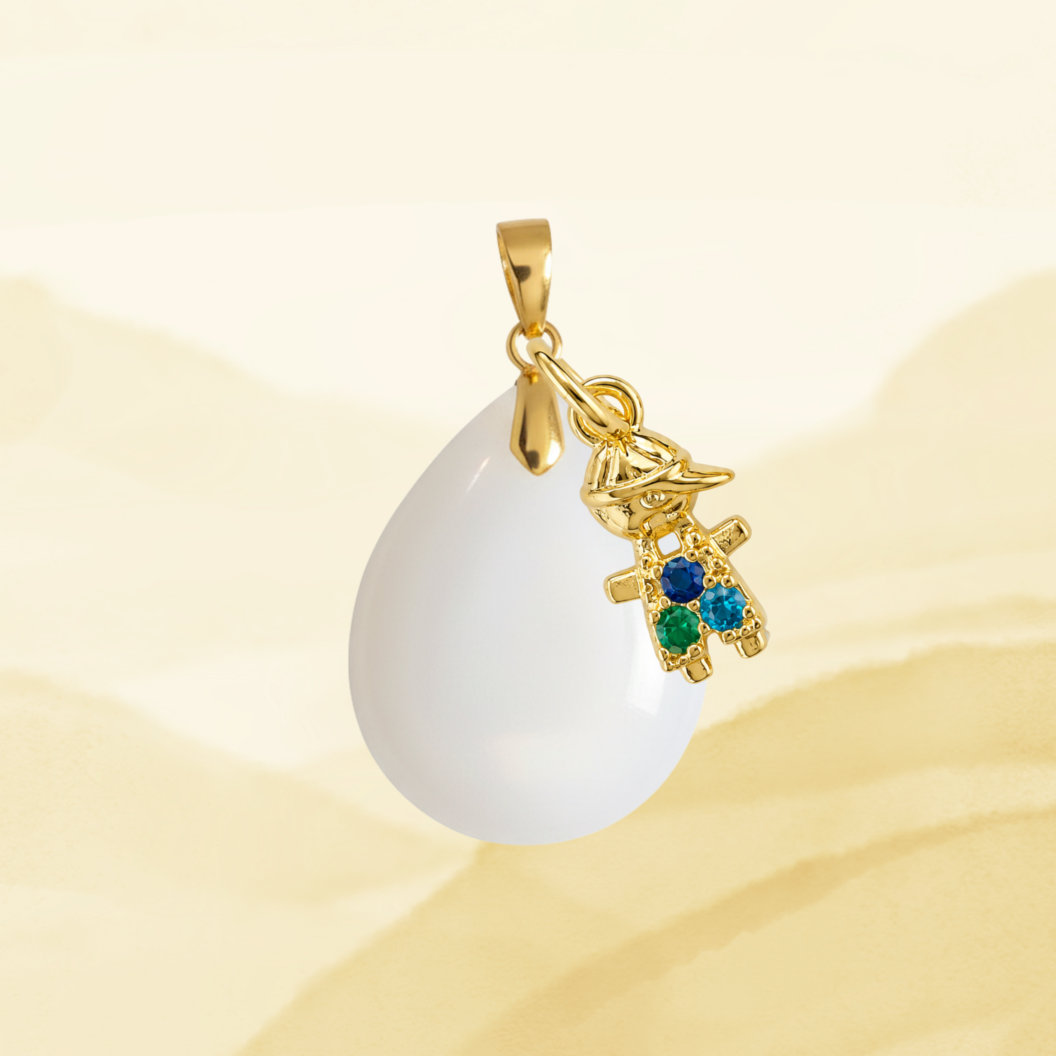 Pendentif Supplémentaire avec Feuille d’Or et Goutte Zircone