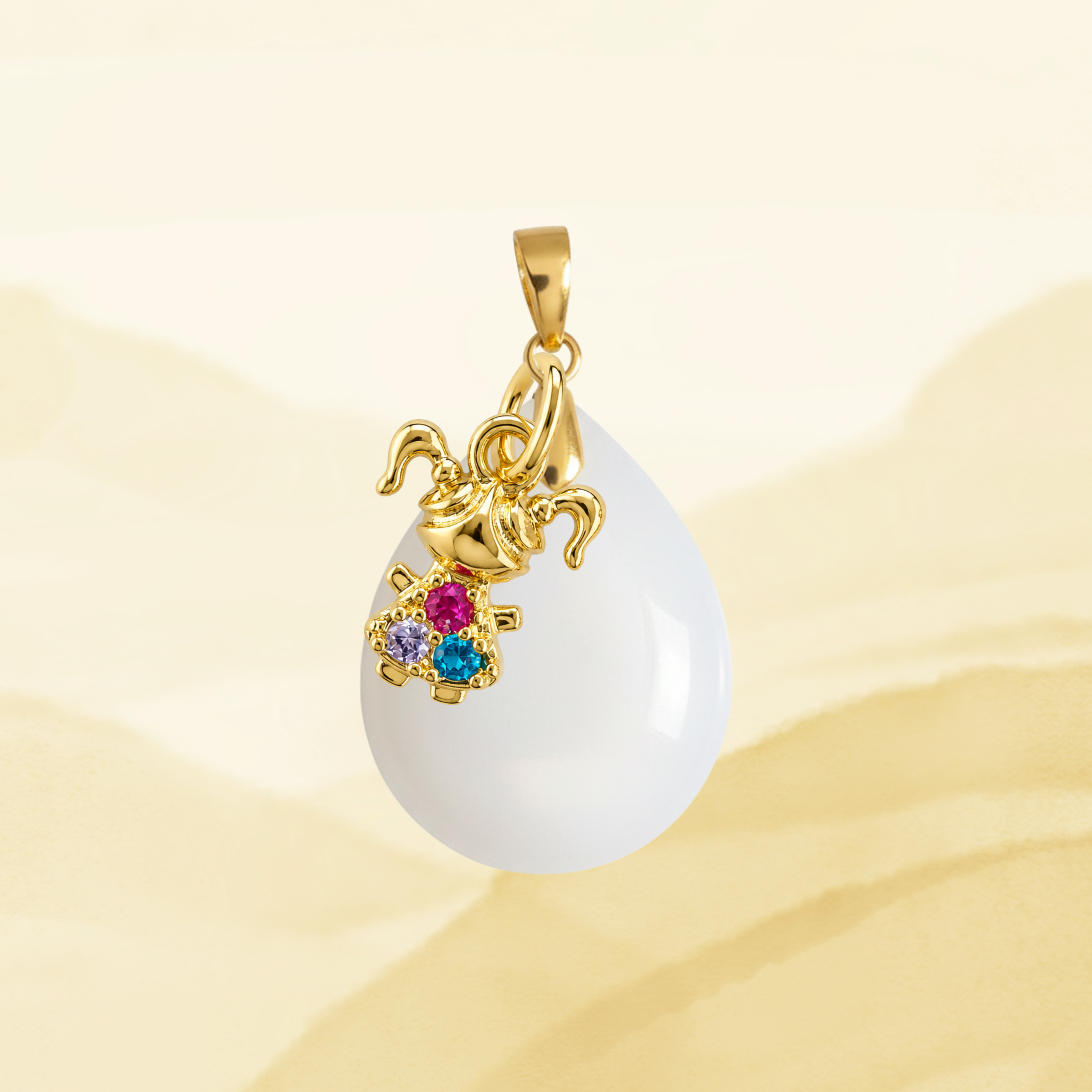 Pendentif Supplémentaire avec Feuille d’Or et Goutte Zircone