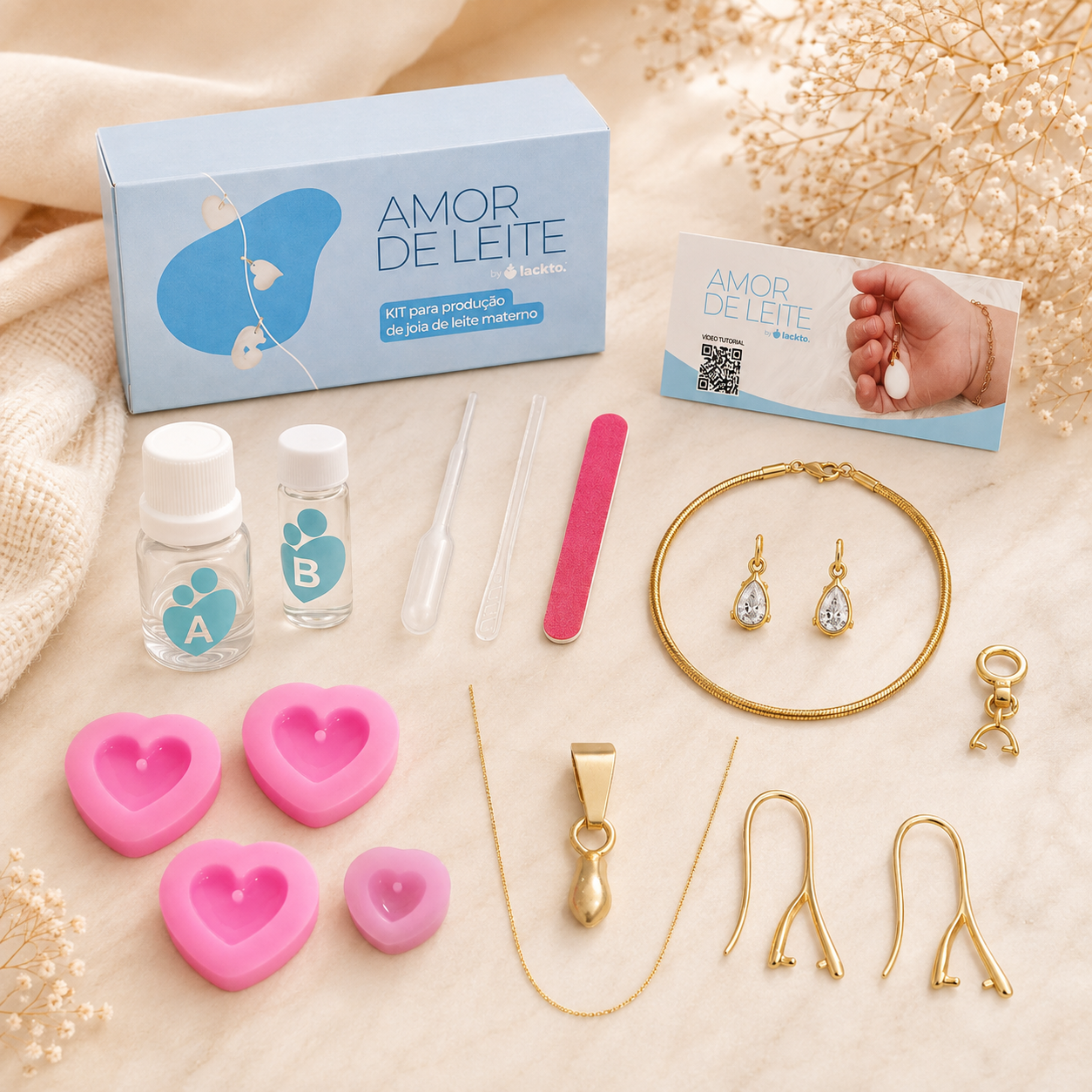 Mini Gota com Folhas Douradas e Gota Zircônia