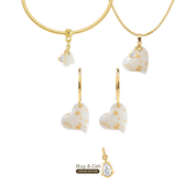Cœur Torsadé  avec Feuilles d’Or et Goutte de Zircone